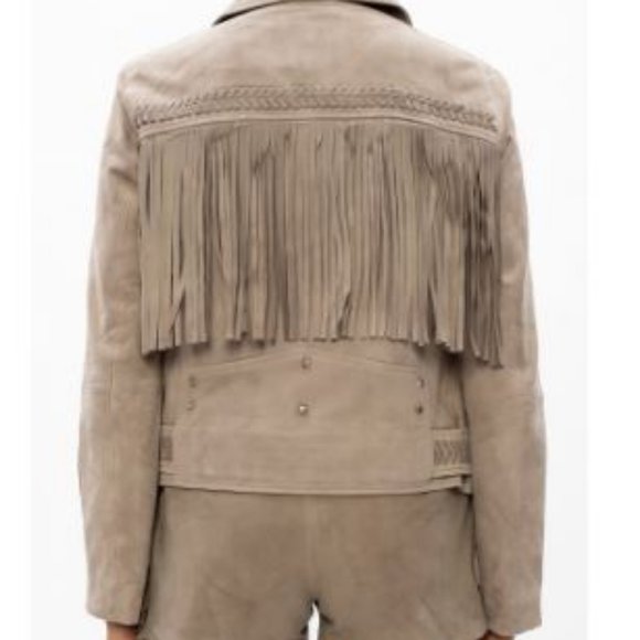 NWT All Saints Rosen suede biker jacket, US sz 2 - Picture 5 of 15